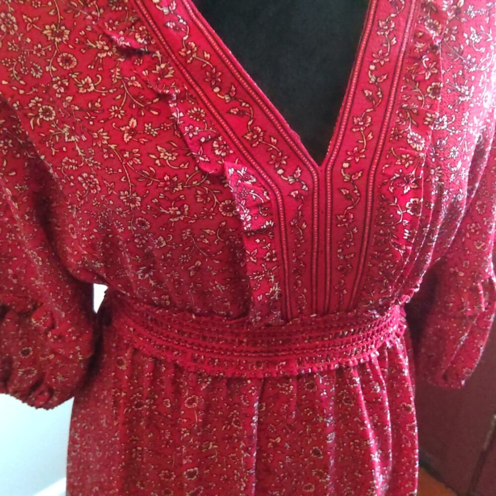 Max Studio Red Empire Waist Tiered Dress - Picture 5 of 5